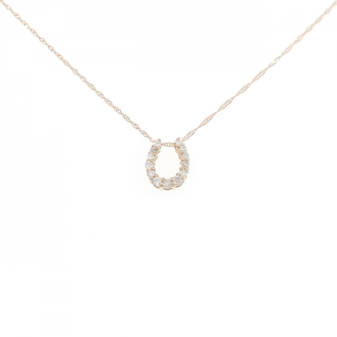 K18PG/750PG ホースシュー ダイヤモンド ネックレス 0.15CT