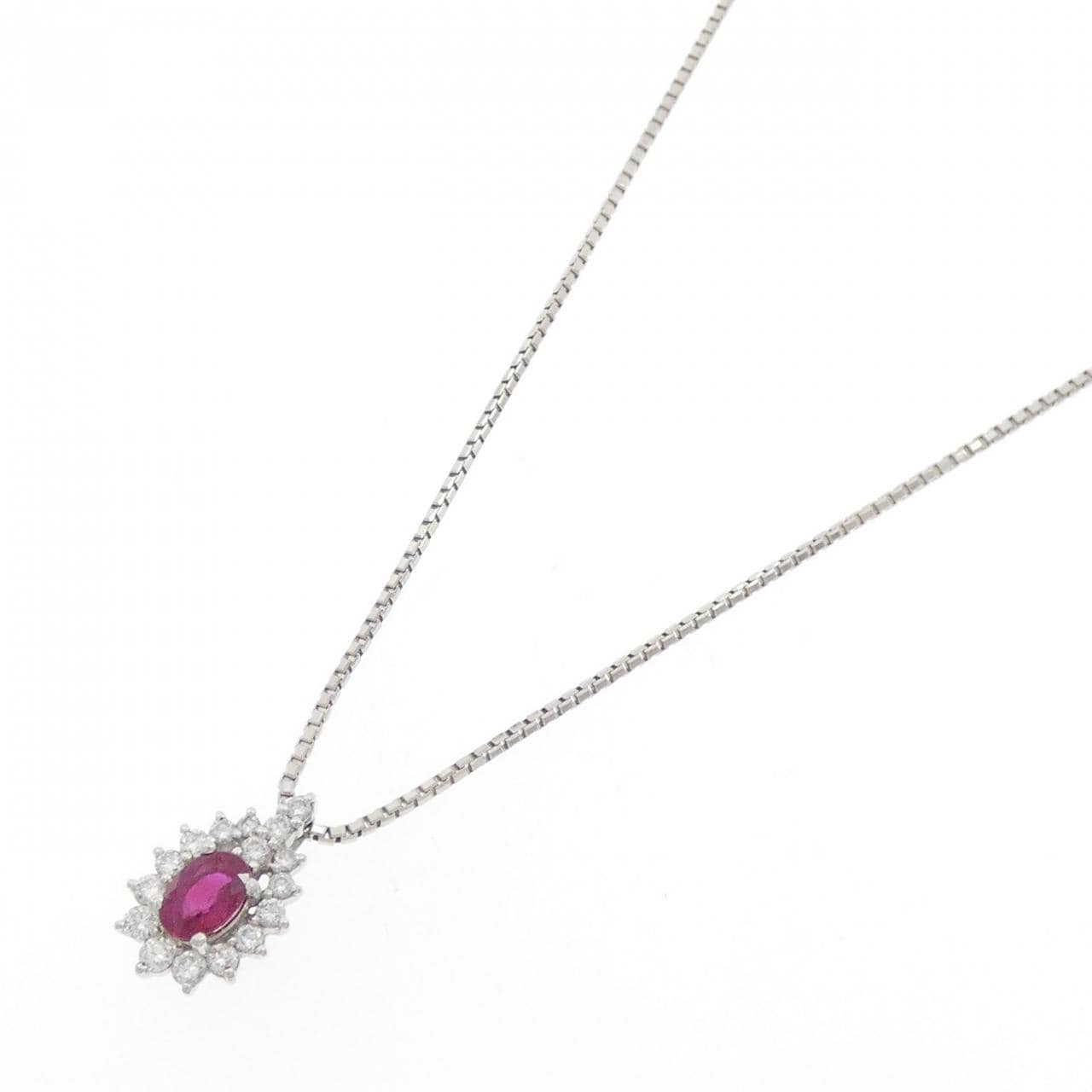 PT900/PT850 ルビー ネックレス 0.86CT