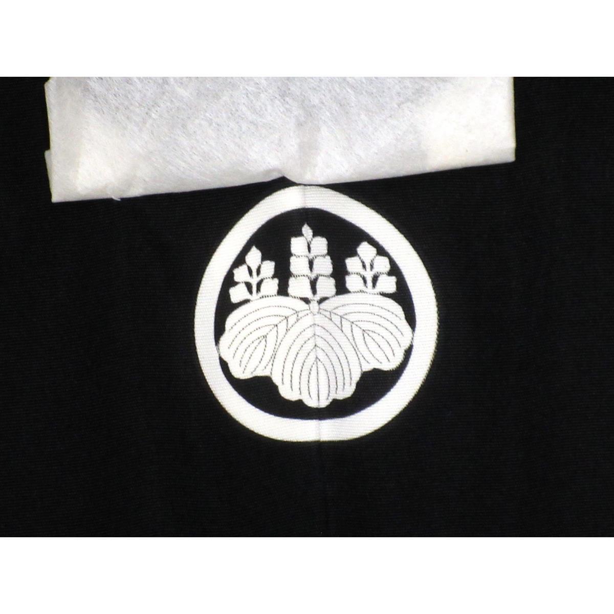 【未使用品】男物　黒羽二重　丸に五三の桐　　きもの羽織２点セット