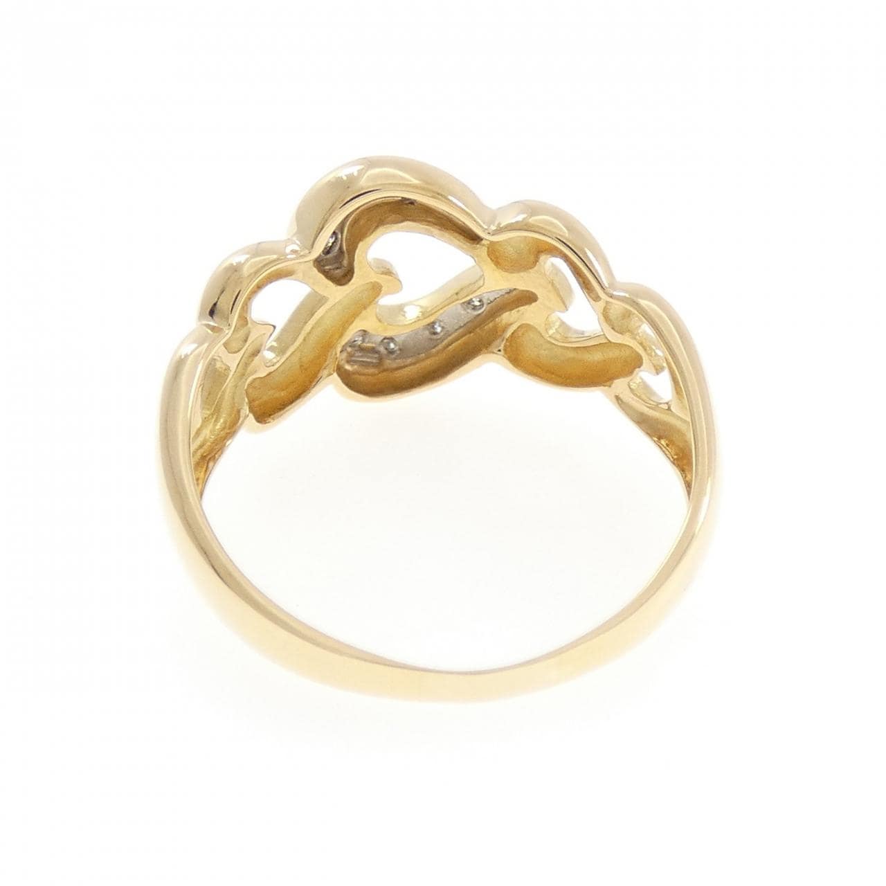 K18YG/PT900 ハート ダイヤモンド リング 0.04CT