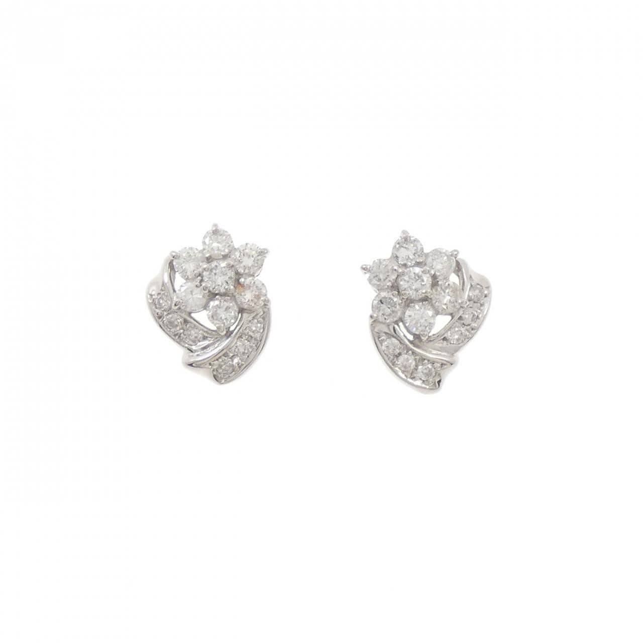 PT900 フラワー ダイヤモンド ピアス 1.00CT