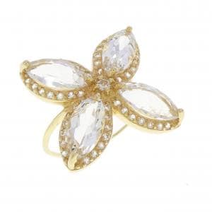 18KYG フラワー ホワイトトパーズ リング