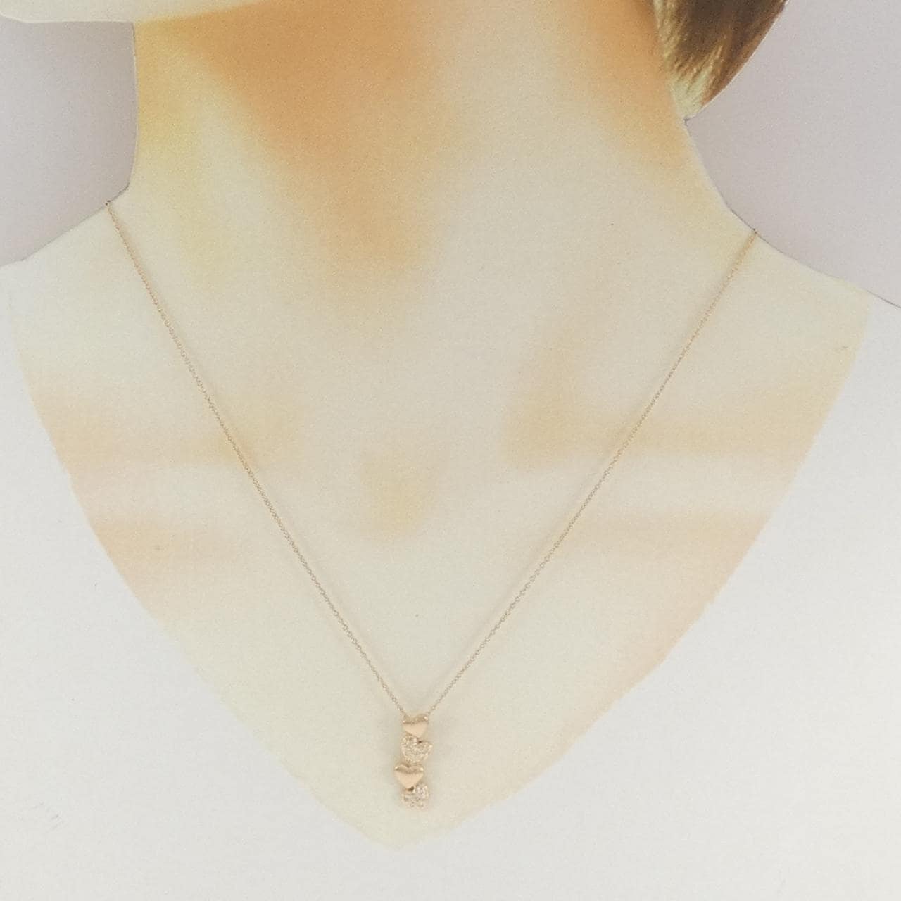 K18PG ハート ダイヤモンド ネックレス 0.10CT
