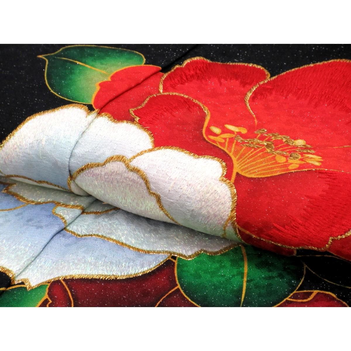 振袖　銀通し刺繍入り　友禅加工