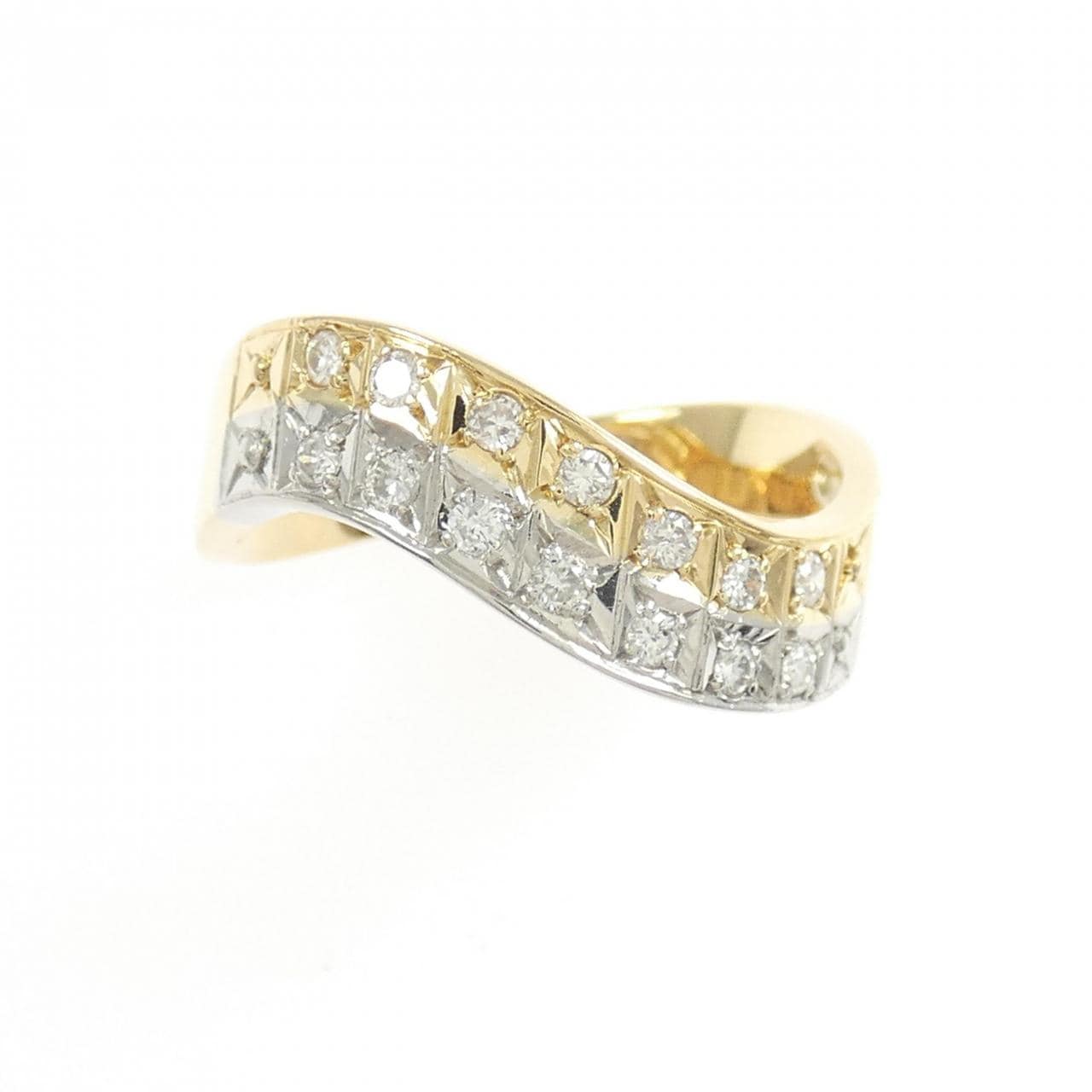 K18YG/PT ダイヤモンド リング 0.19CT