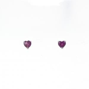 PT900 ハート ガーネット ピアス 0.36CT