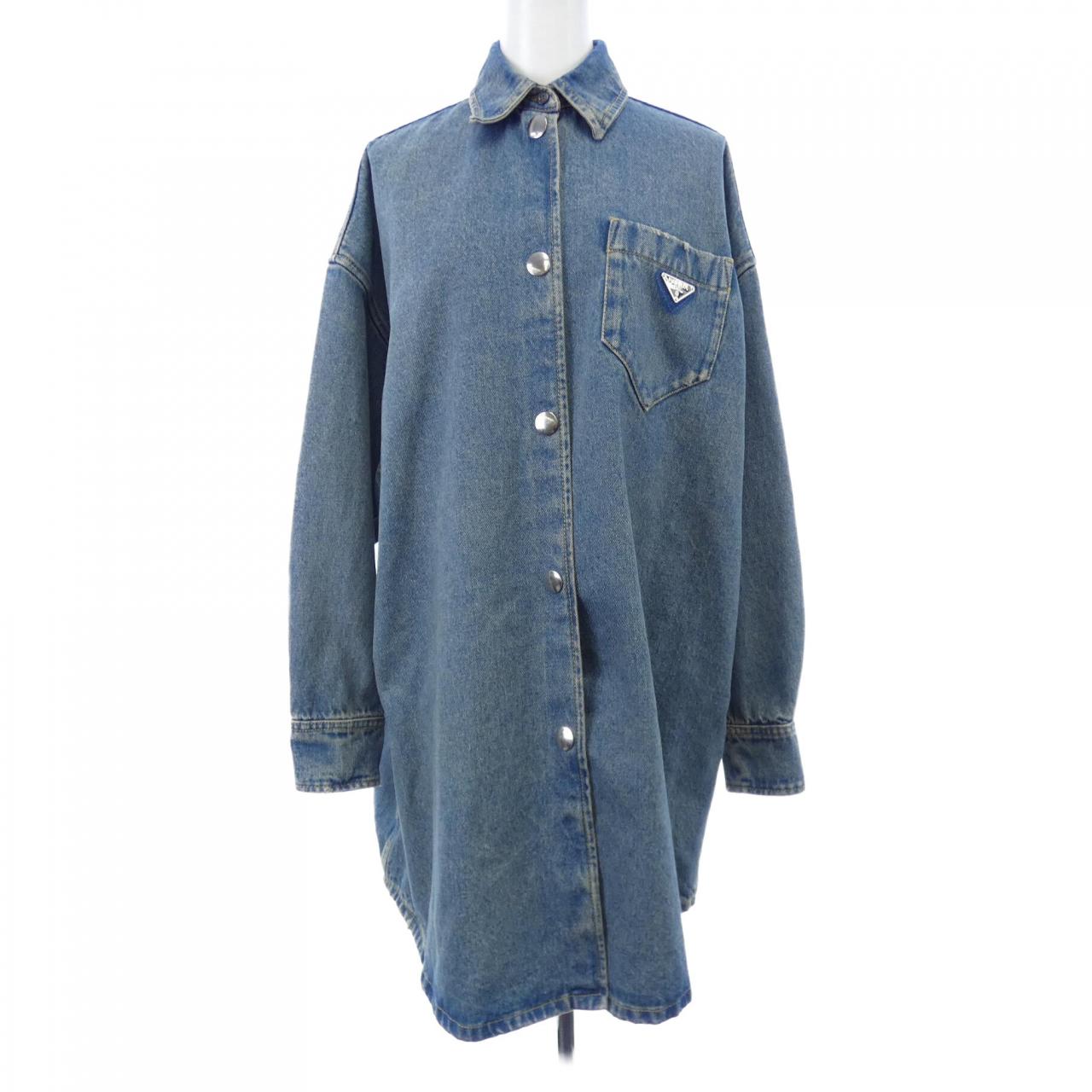 プラダ PRADA オーバーサイズ オーガニックデニム トライアングルロゴ GFC036 SOOO 13Z6 シャツ