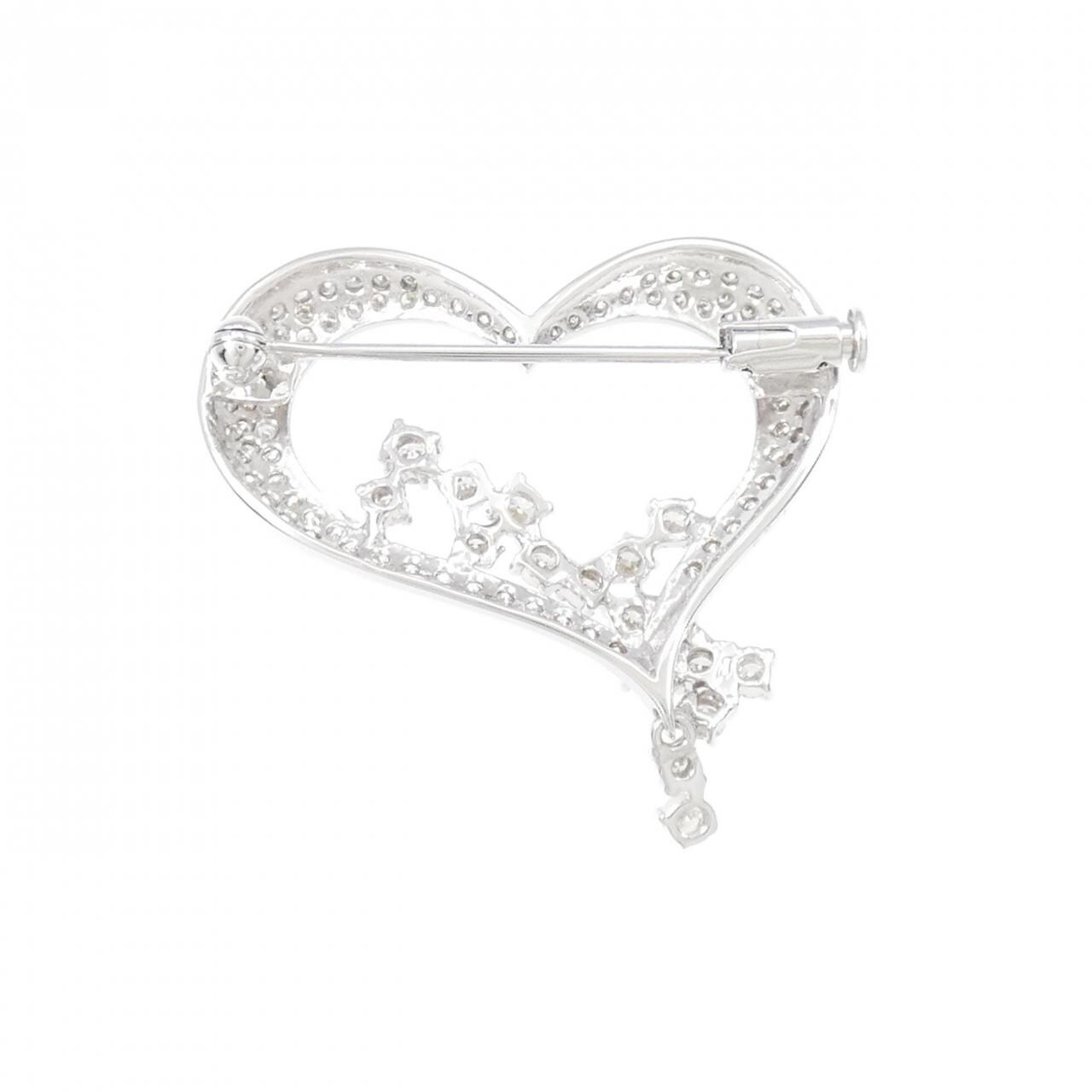 K18WG heart Diamond brooch 1.52CT