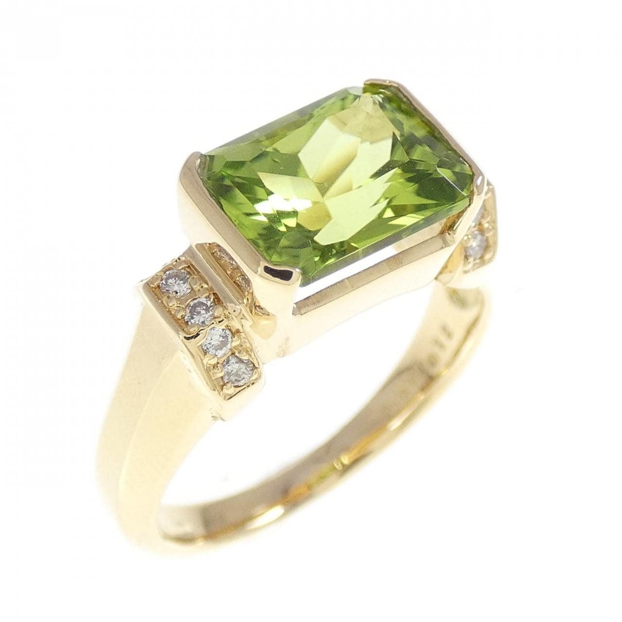 K18YG ペリドット リング 2.87CT