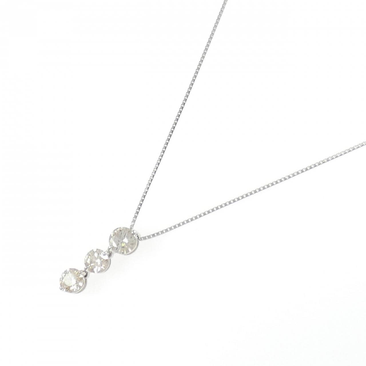 PT900/PT850 スリーストーン ダイヤモンド ネックレス 1.00CT
