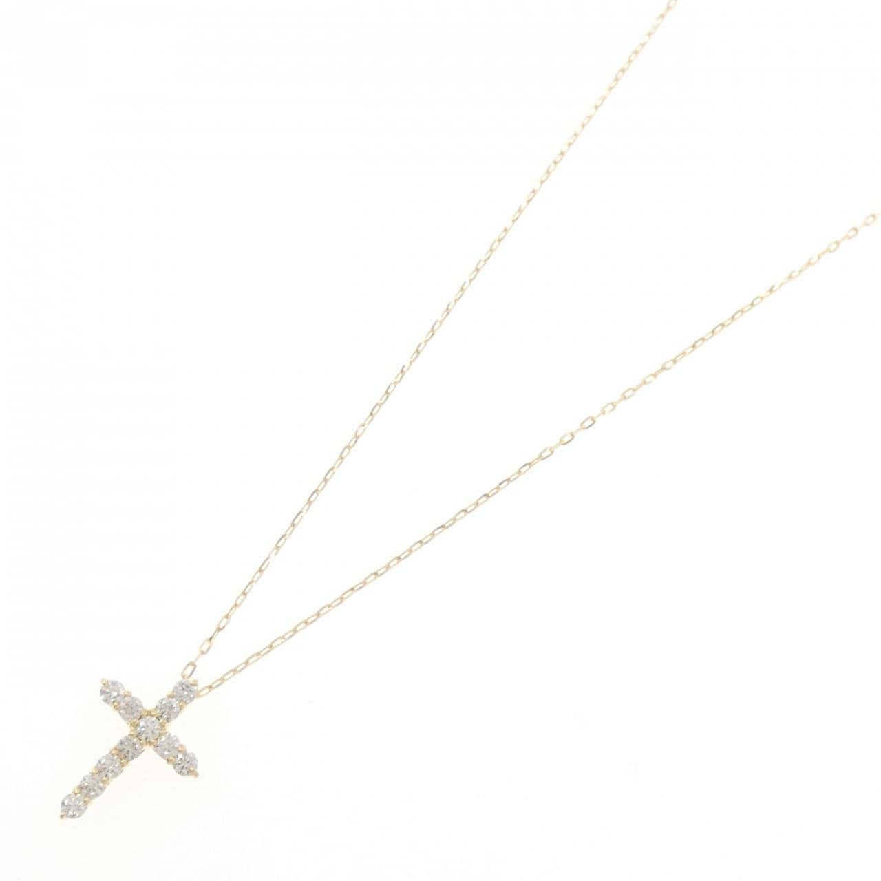 K18YG クロス ダイヤモンド ネックレス 0.50CT
