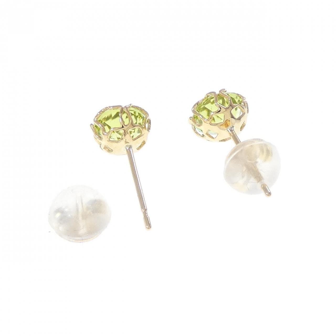 K18YG フラワー ペリドット ピアス