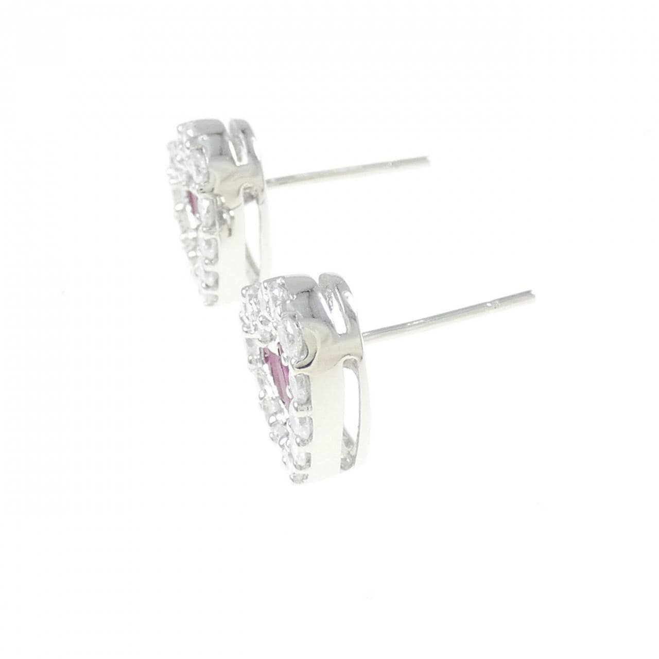 K18WG ハート ルビー ピアス 1.20CT