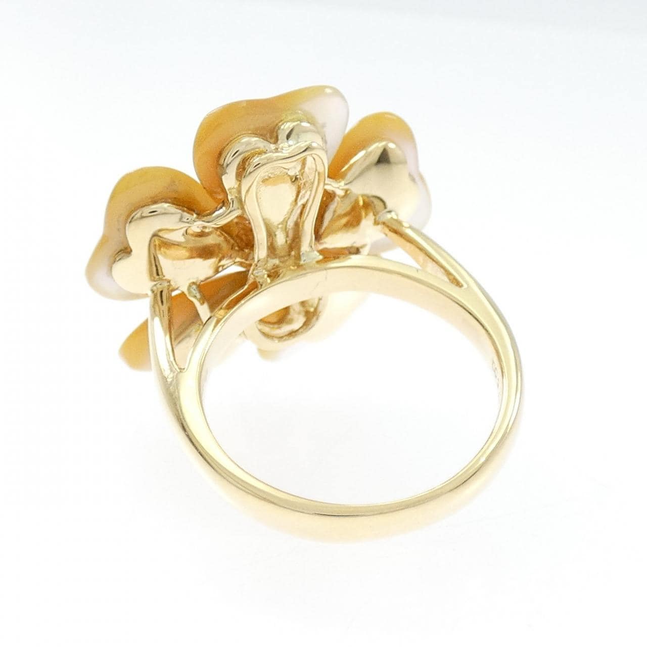 K18YG フラワー マザーオブパール リング