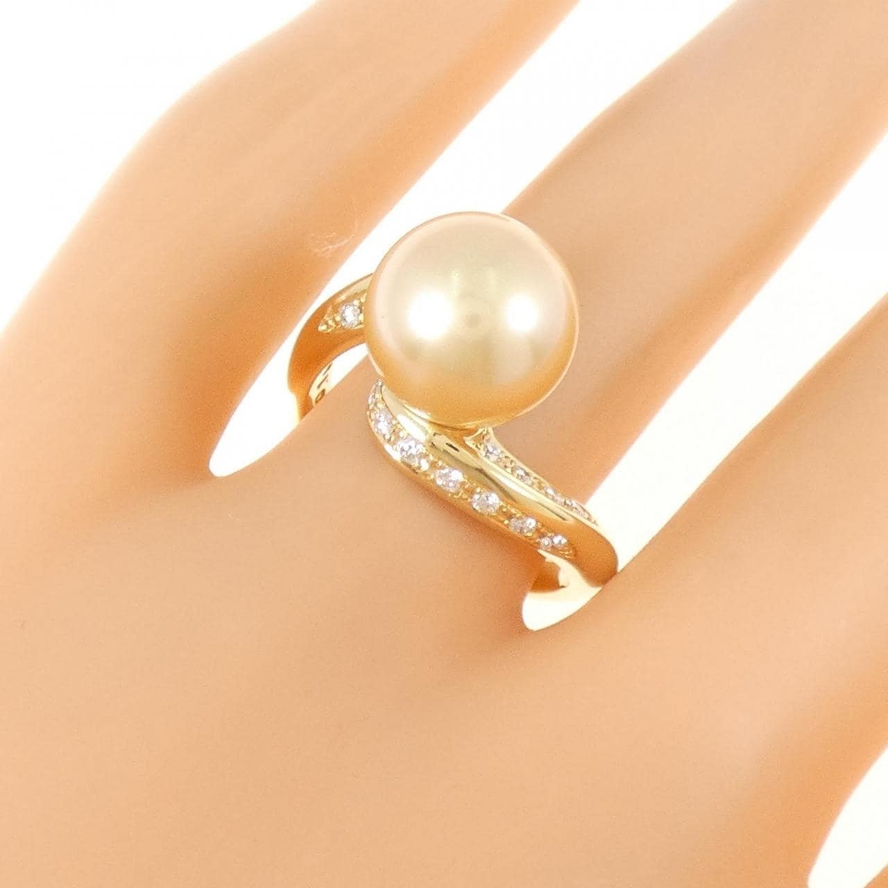 K18YG 白蝶パール リング 10.2mm