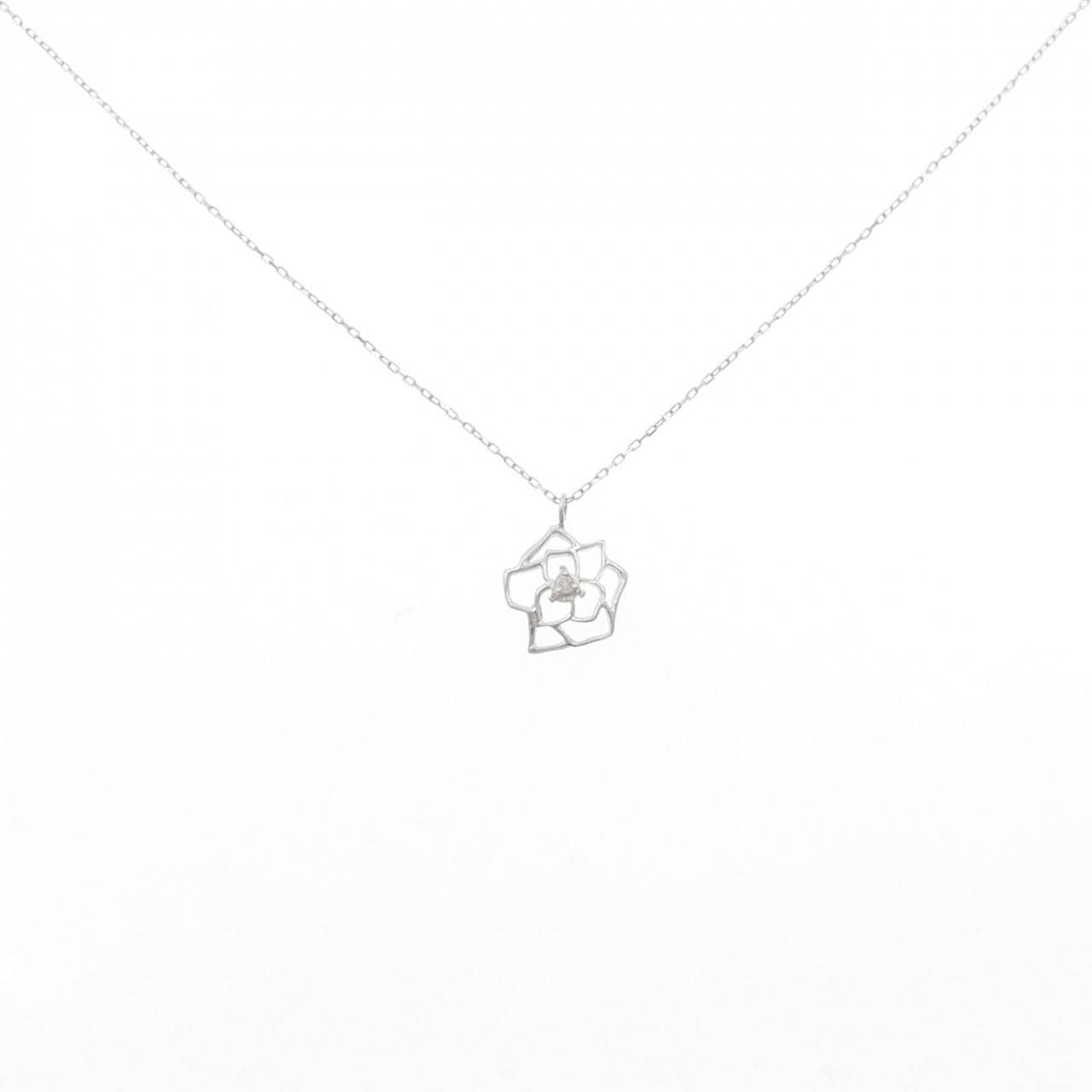 K10WG ローズ ダイヤモンド ネックレス 0.01CT