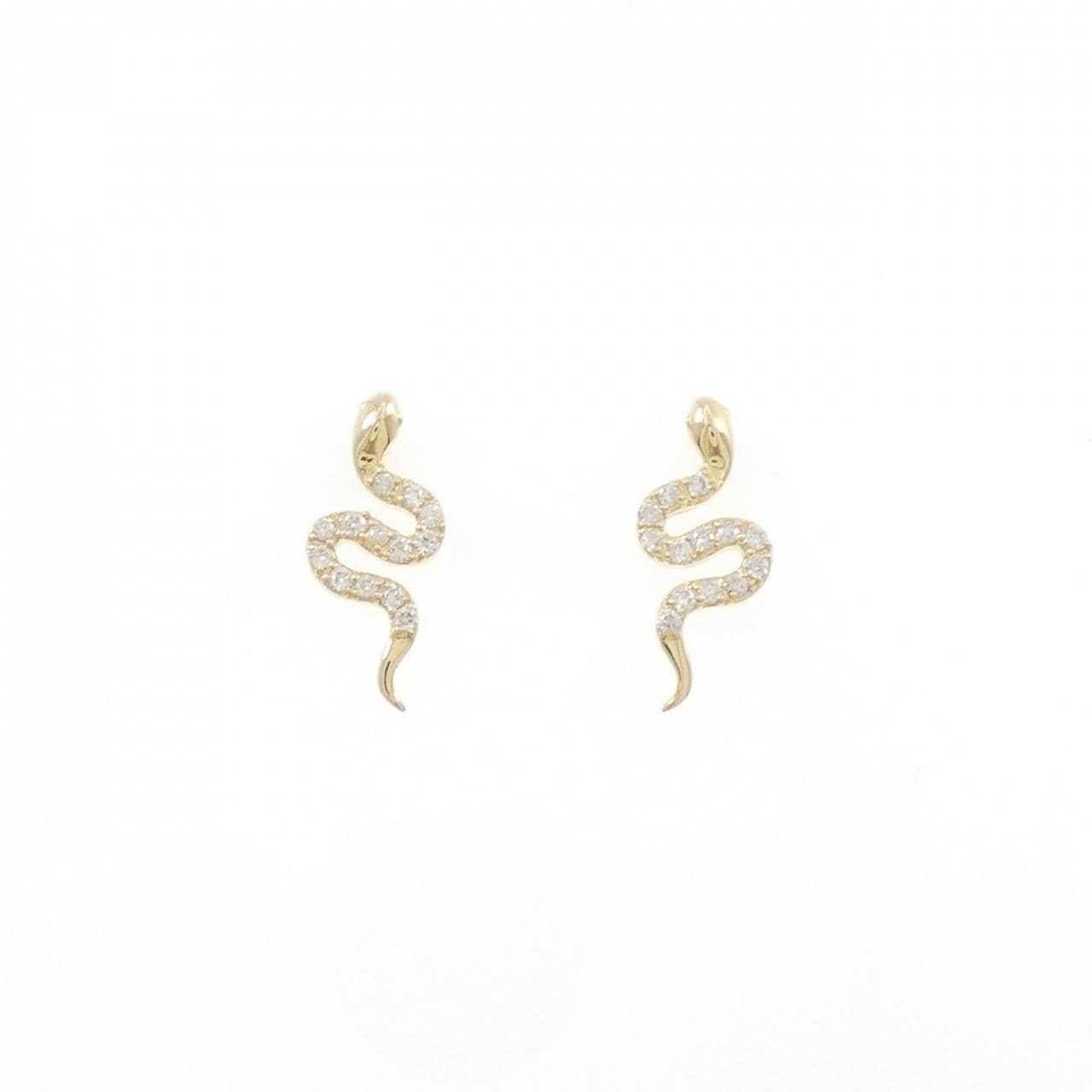 [新品] K18YG 蛇形鑽石耳環 0.12CT