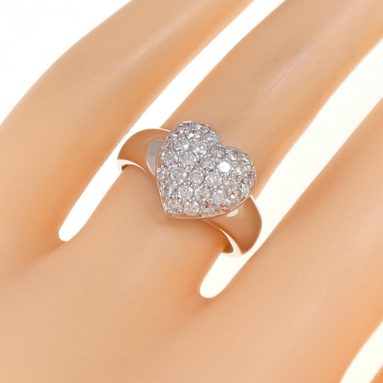 PT900 ハート パヴェ ダイヤモンド リング 0.70CT