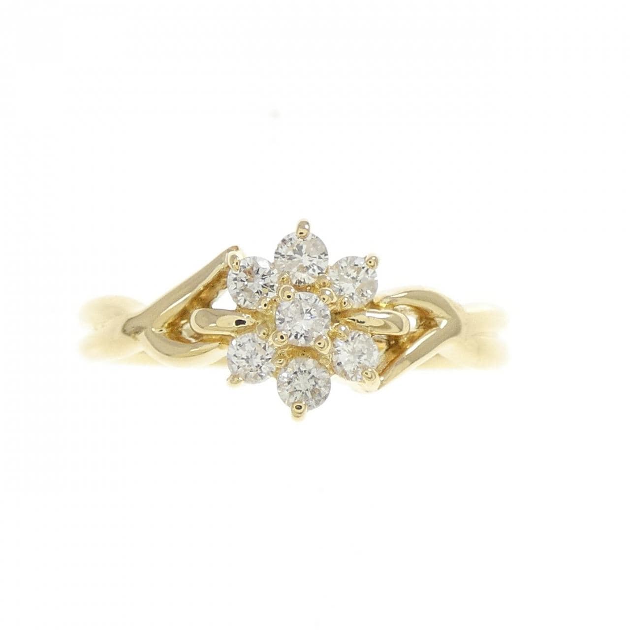 K18YG フラワー ダイヤモンド リング 0.22CT