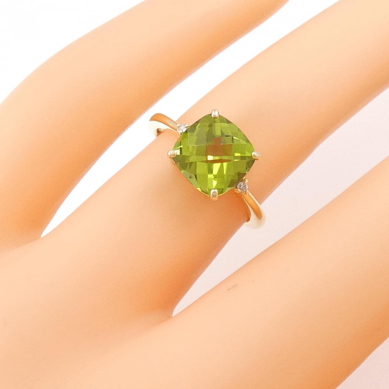 K18YG ペリドット リング 2.00CT