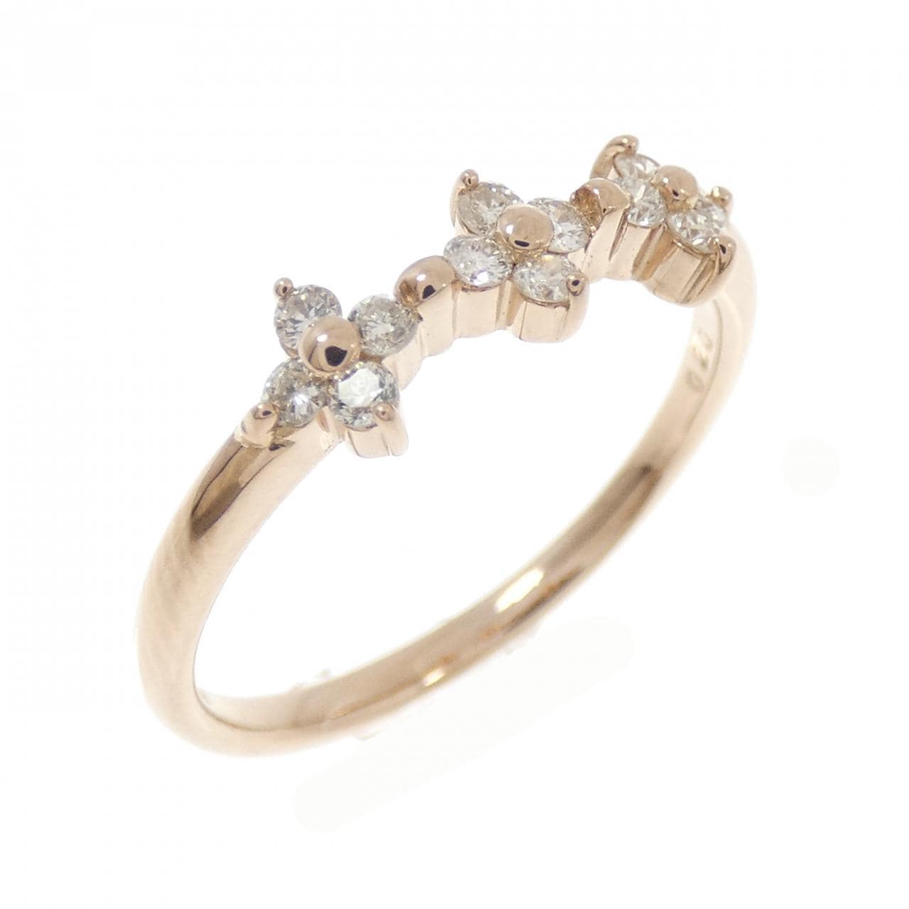 K18PG フラワー 1．8ダイヤモンド リング 0.20CT