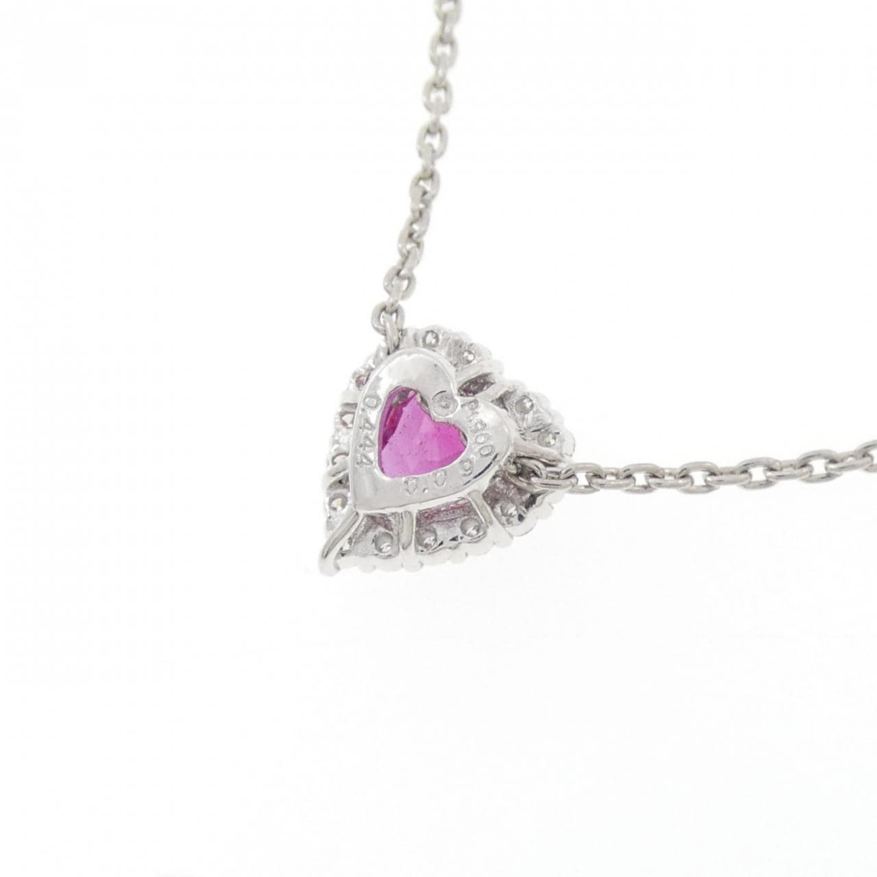 PT900/PT850 ハート ルビー ネックレス 0.444CT