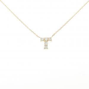 K18YG イニシャルT ダイヤモンド ネックレス 0.16CT