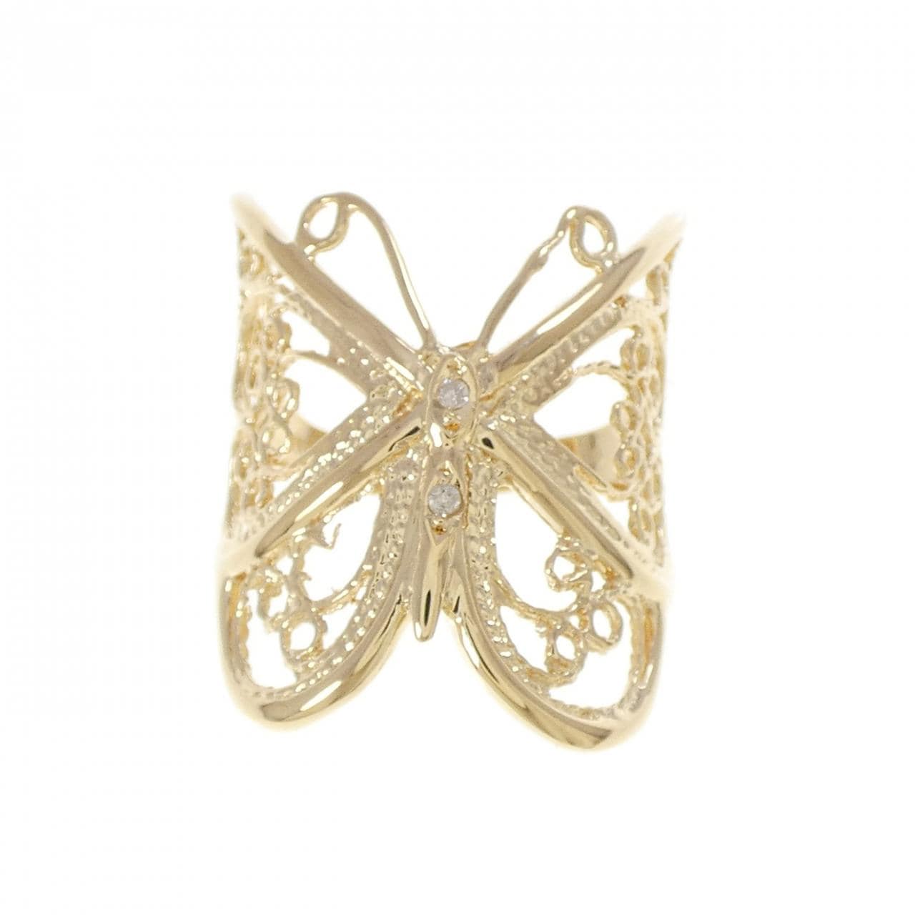 K18YG バタフライ ダイヤモンド リング 0.02CT