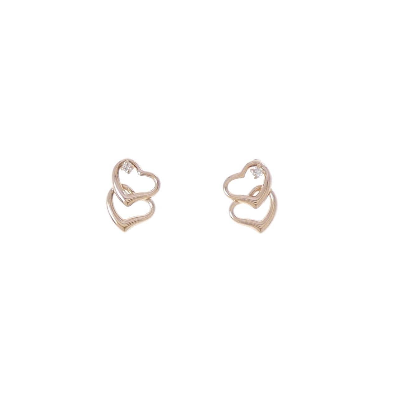 K18PG ハート ダイヤモンド ピアス 0.02CT