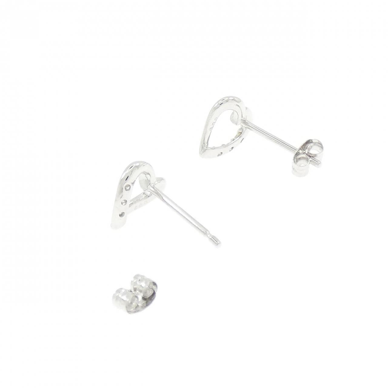 K18WG ハート ダイヤモンド ピアス 0.04CT