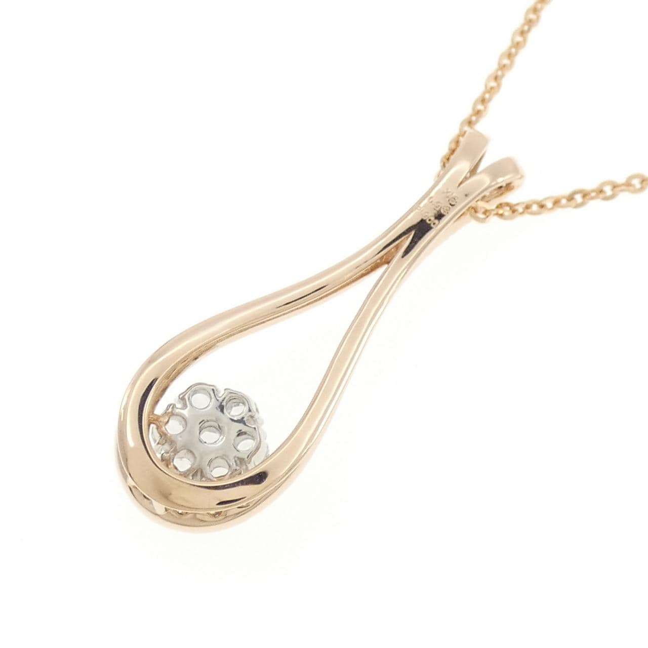 K18PG/PT900 フラワー ダイヤモンド ネックレス 0.93CT