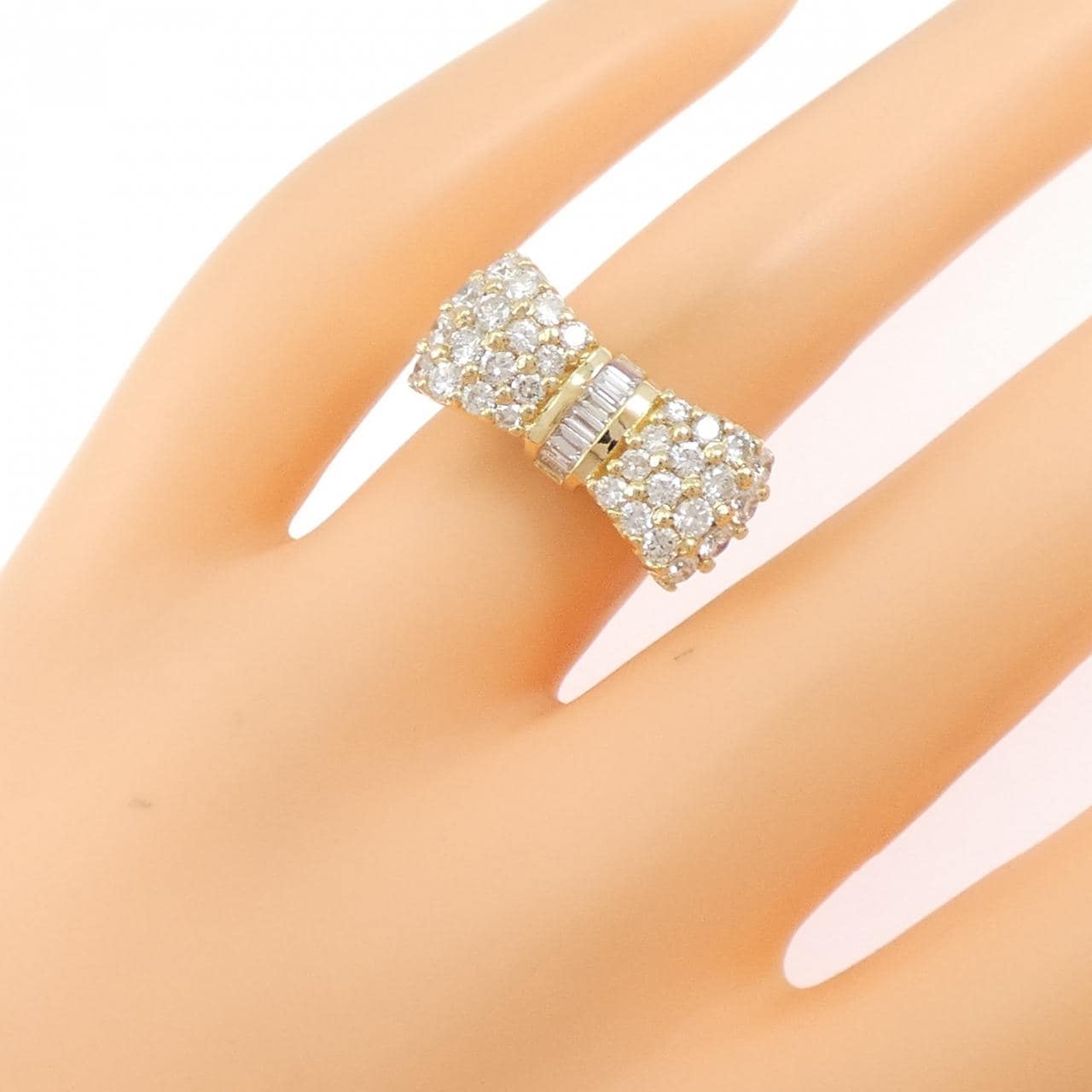 K18YG リボン ダイヤモンド リング 0.20CT