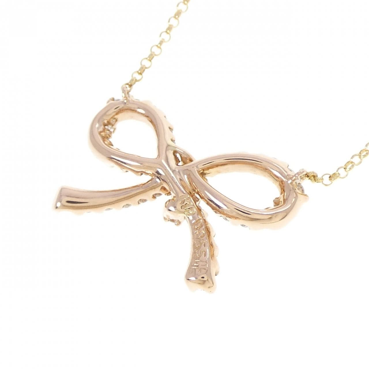 K18PG/K18YG リボン ダイヤモンド ネックレス 0.55CT