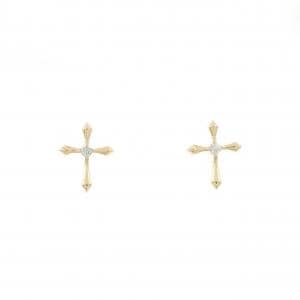 K18YG クロス ダイヤモンド ピアス 0.02CT