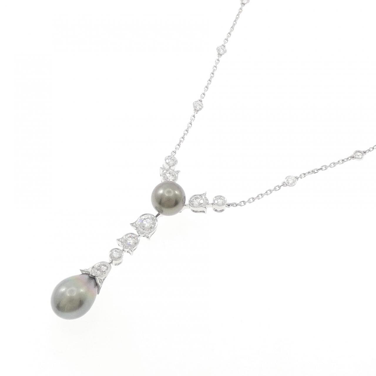 カルティエ ドリューン 黒蝶パール ネックレス F VVS2 EXT