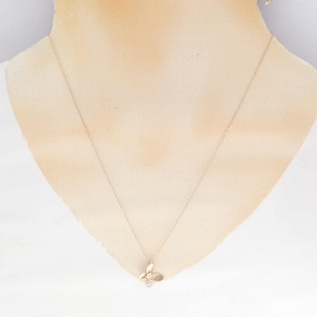 K18PG バタフライ ダイヤモンド ネックレス 0.122CT