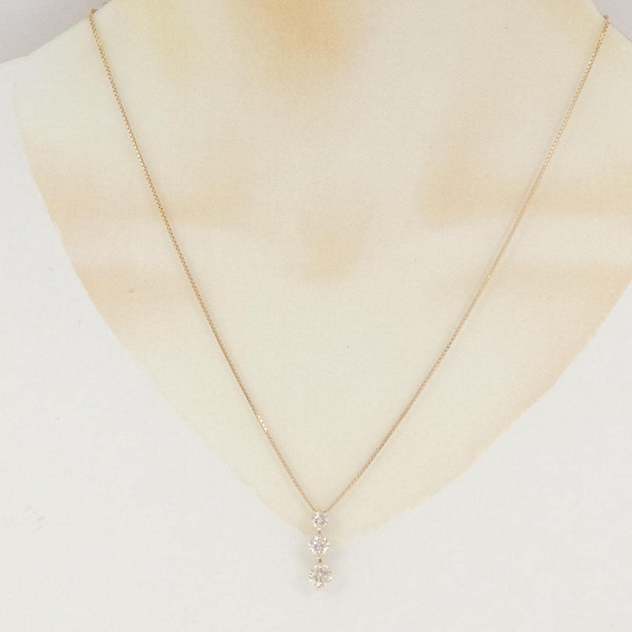 K18PG スリーストーン ダイヤモンド ネックレス 1.00CT
