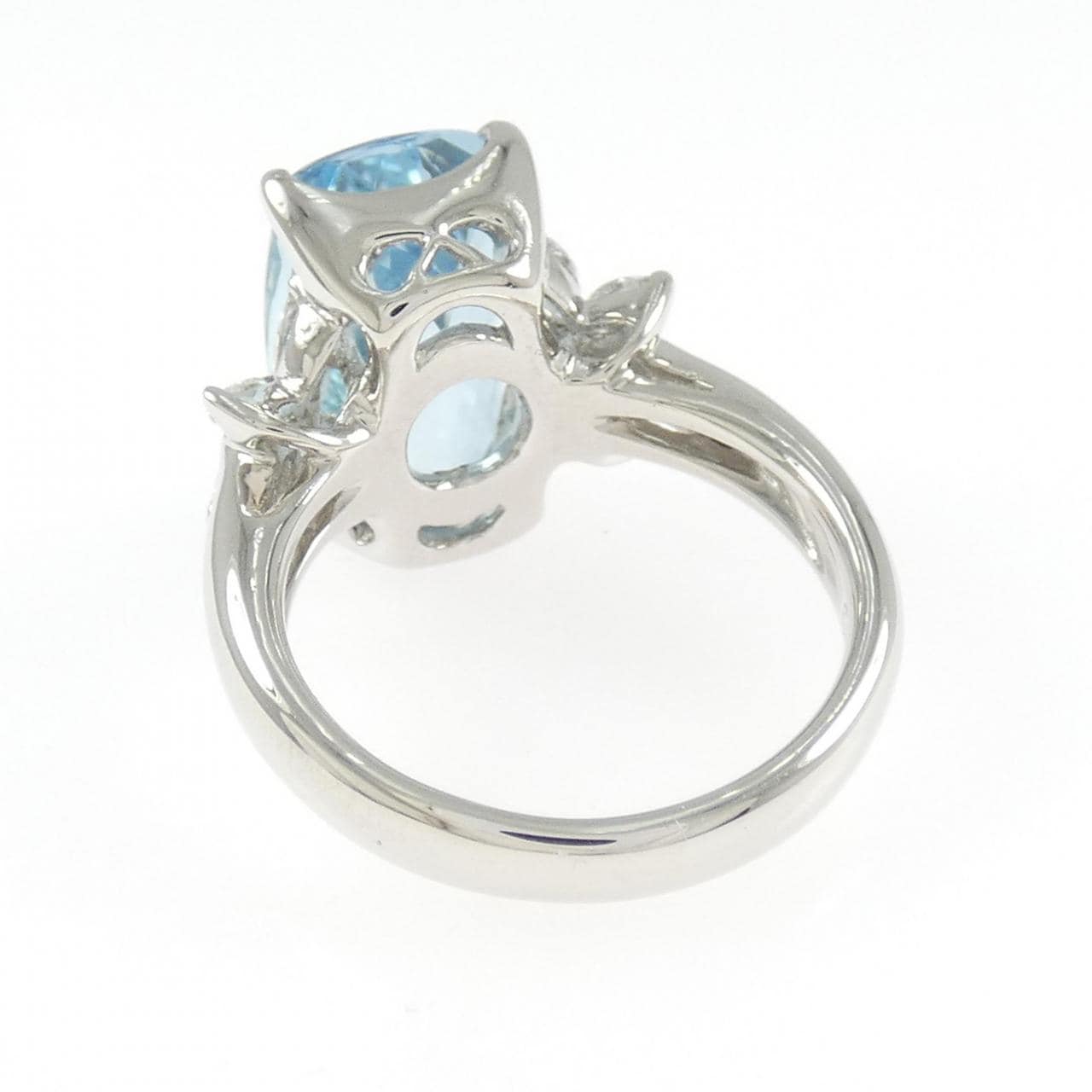 PT900 フラワー アクアマリン リング 6.59CT