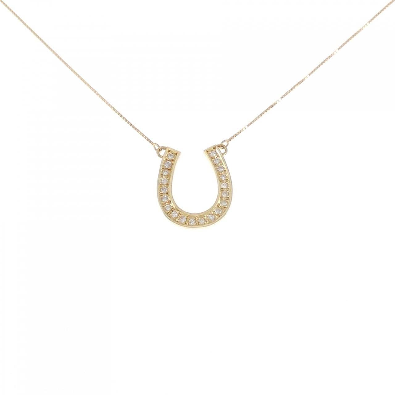 K18YG Horseshoe Diamond Necklace 0.13CT