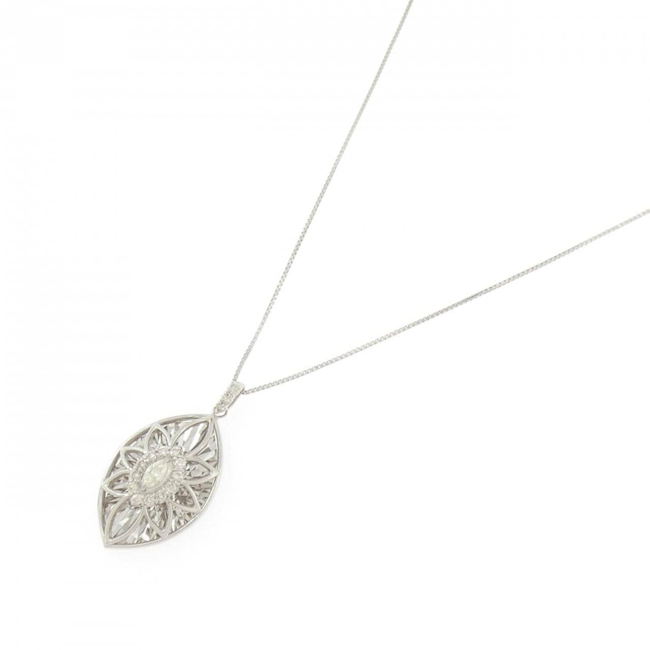 【新品】PT900/PT850 フラワー ダイヤモンド ネックレス 0.22CT