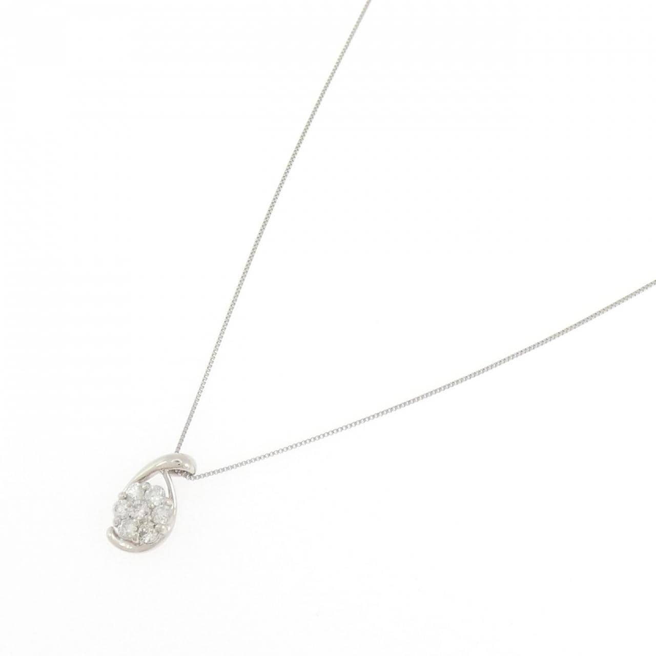 PT900/PT850 フラワー ダイヤモンド ネックレス 0.20CT