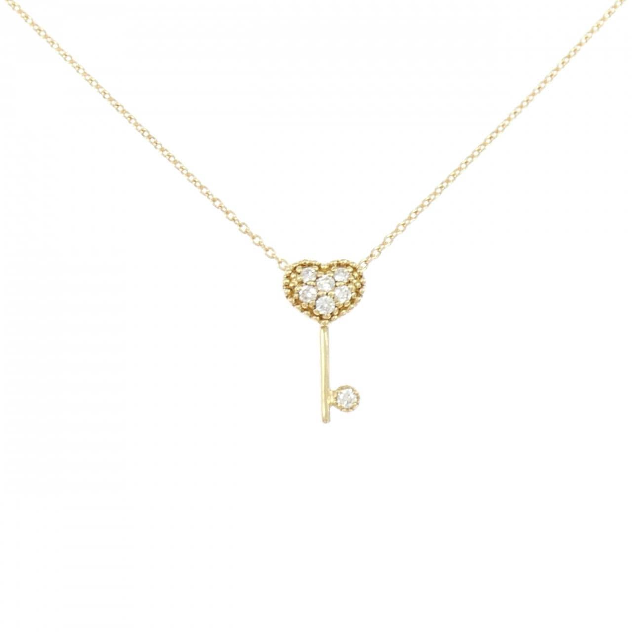 K18YG ハート×キー ダイヤモンド ネックレス 0.07CT