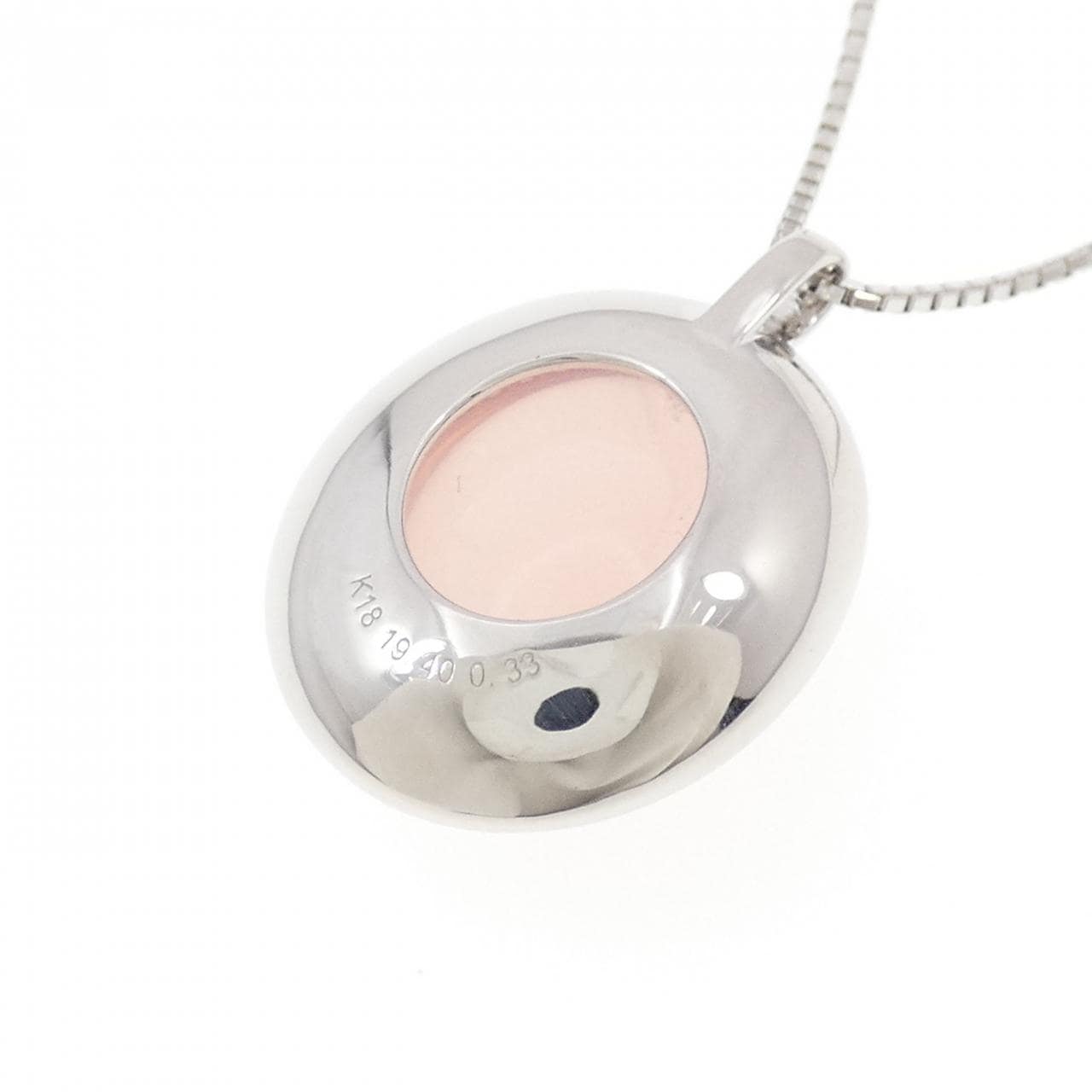 K18WG ローズクオーツ ネックレス 19.40CT