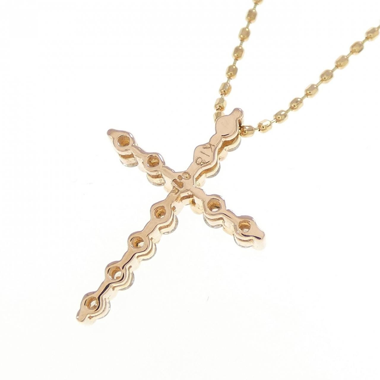 K18PG クロス ダイヤモンド ネックレス 0.15CT