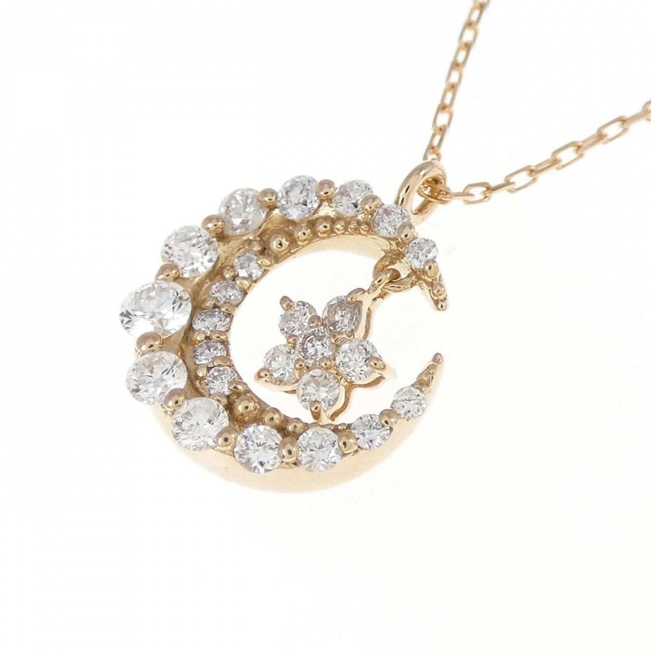 K18PG ムーン ダイヤモンド ネックレス 0.41CT