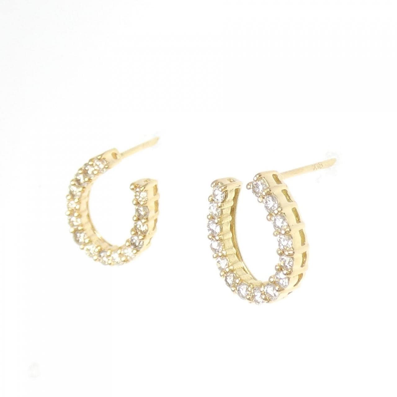 【新品】K18YG ホースシュー ダイヤモンド ピアス 0.40CT
