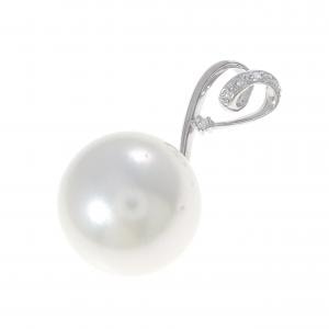 K18WG ハート 白蝶パール ペンダント 15.7mm