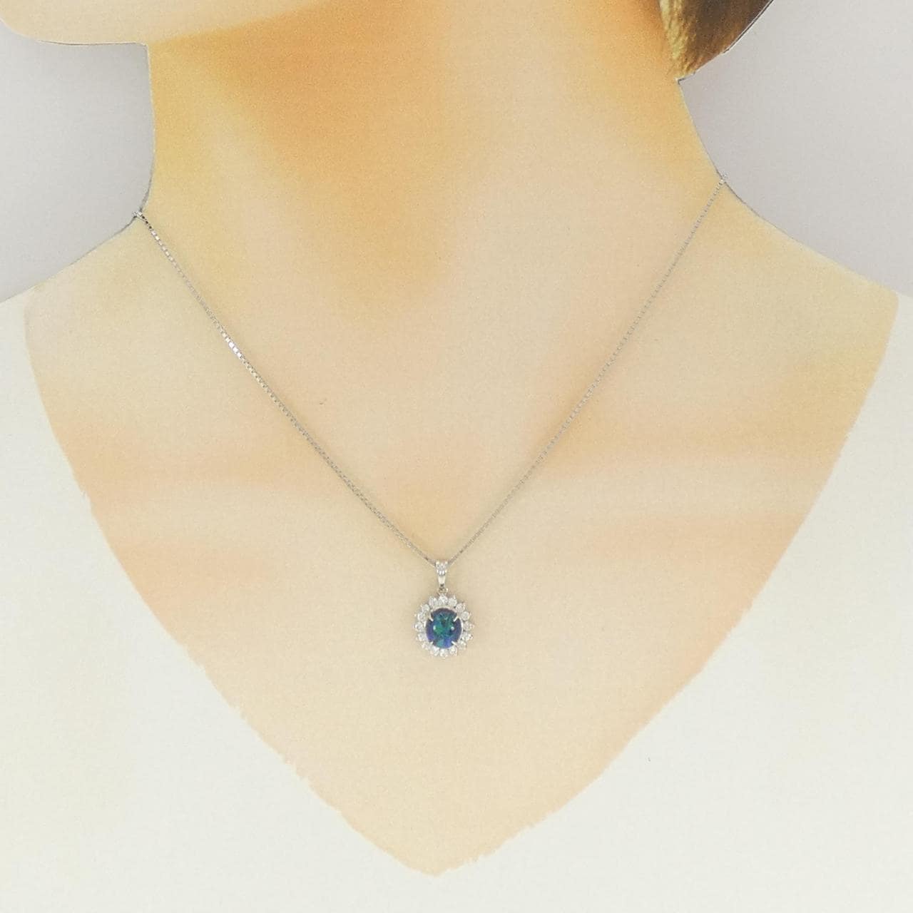 PT900/PT850 ブラックオパール ネックレス 1.40CT