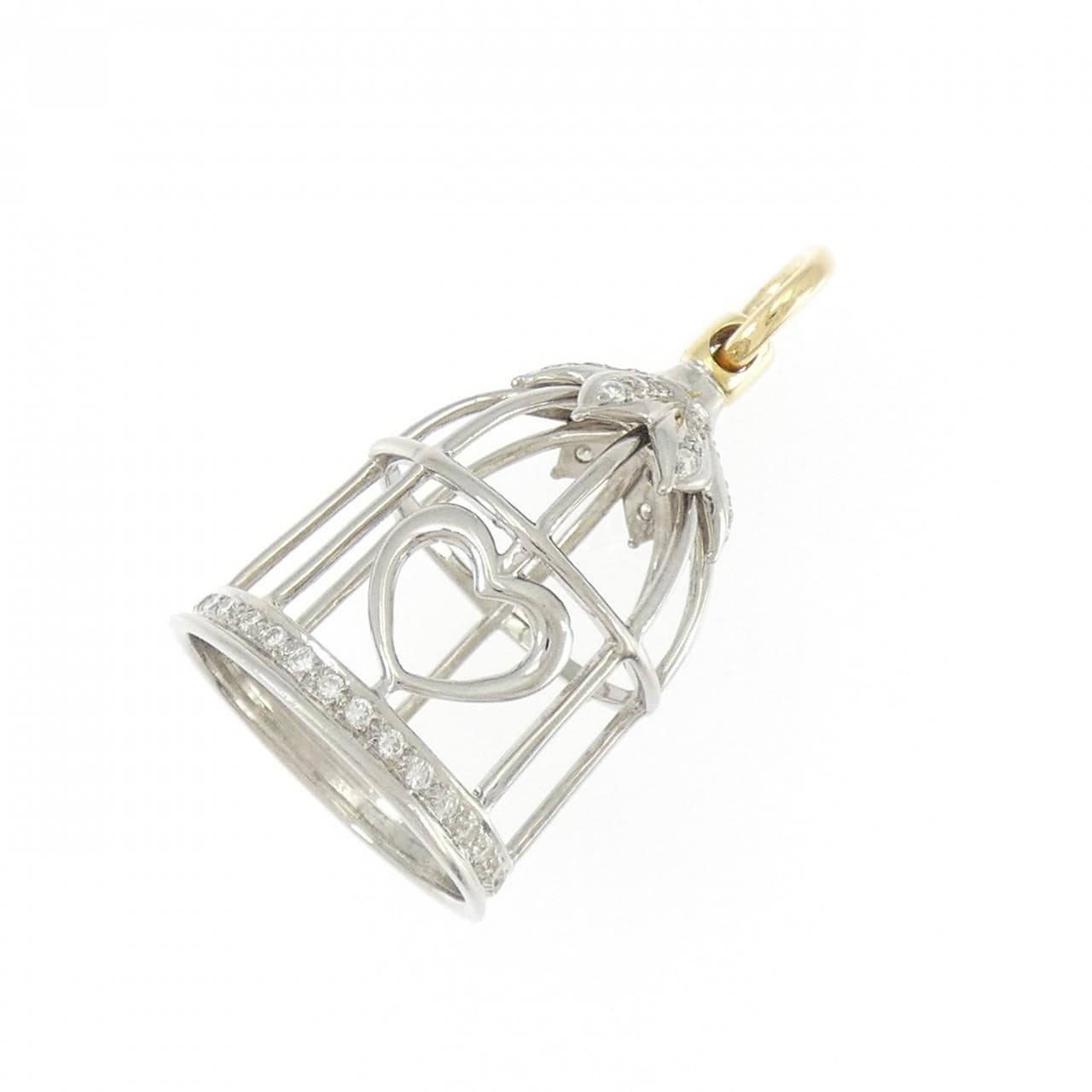 K18WG/K18YG ハート ダイヤモンド ペンダント 0.415CT