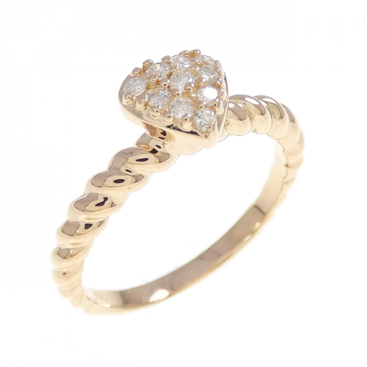 K18PG ハート ダイヤモンド リング